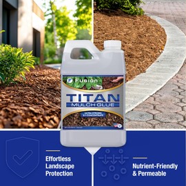 Titan Mulch Glue for Landscaping, Fast-Dry, Non-Toxic, Strong Mulch Glue for Rocks, Prevents Washout & Erosion in Flowerbeds & Gardens, Long-Lasting Stabilizer (128 Fl Oz) by Fusion Chemical