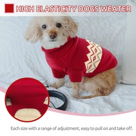 Queenmore Warm Dog Sweater, Soft Pet Knitwear, Knitted Pullover, Winter Pet Clothes for Small Medium Dogs Cats Red