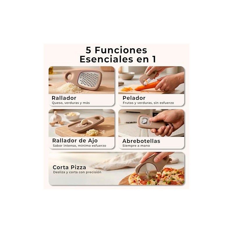 Juego de Utensilios de Cocina 5 en 1 para Casa,Camping,