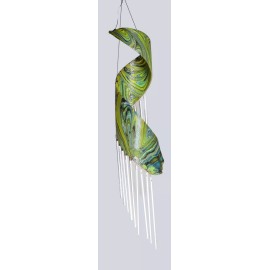 TIKI Large Beautiful Palm Tree Spiral Leaf Wind Chime with Metal Musical Sound Calm
