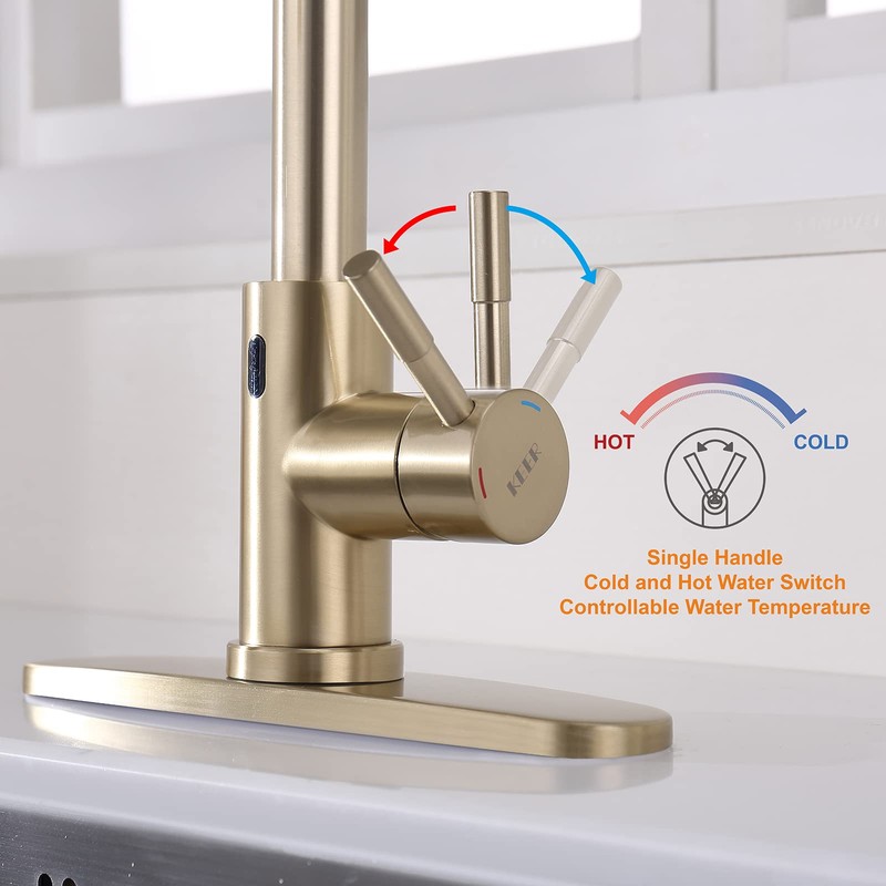 Gold Touchless Kitchen Faucet with Motion Sensor, Pull Down Sprayer