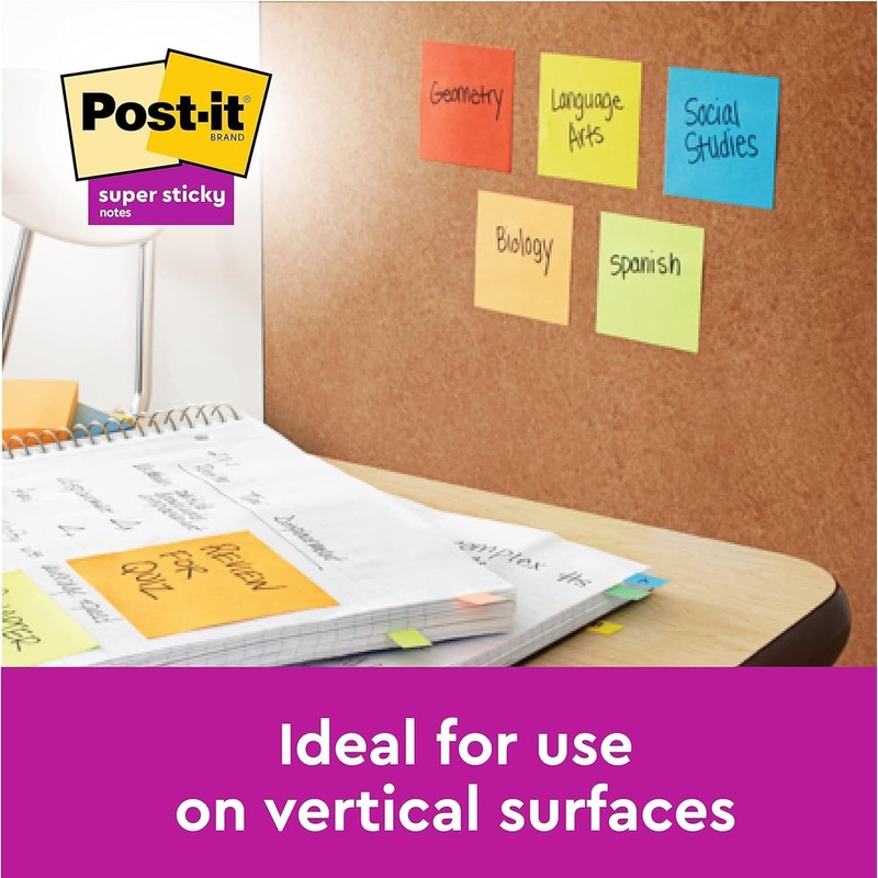 Post-it Super Sticky Notes, Assorted Colours, 4 Pads, 47.6 mm
