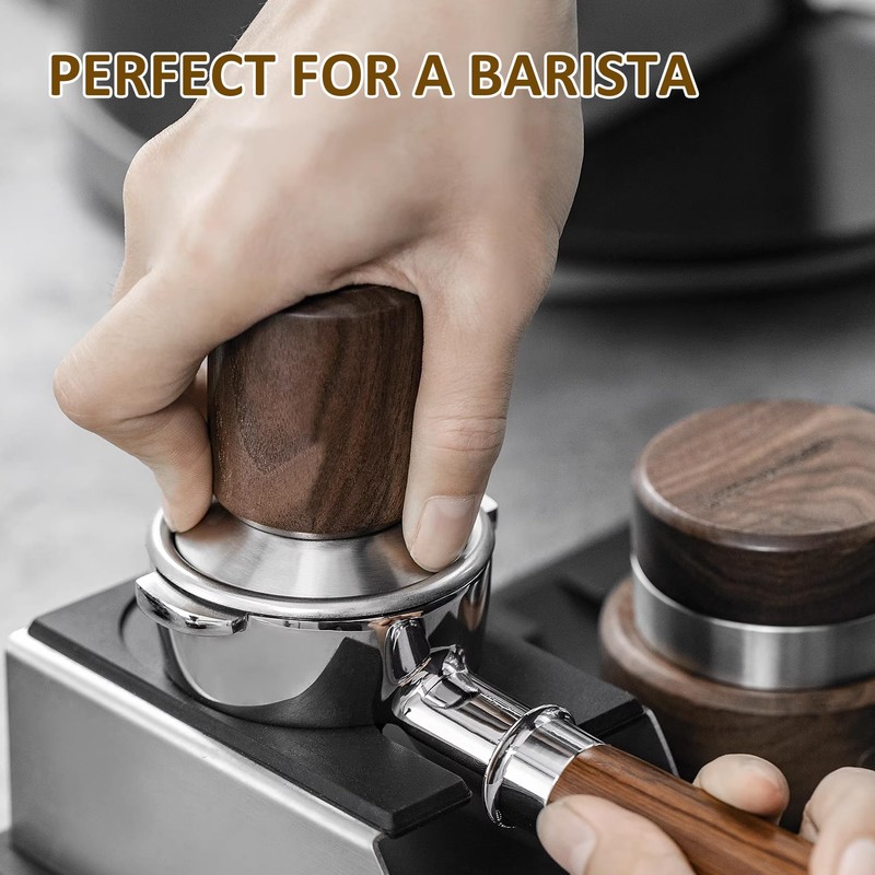 Doria Espresso Coffee Tamper with Walnut Handle - 58mm Portafilter