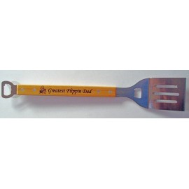 Unbranded Great Flippin Dad 19" Bamboo Stainless Steel Barbeque Spatula w Bottle Opener