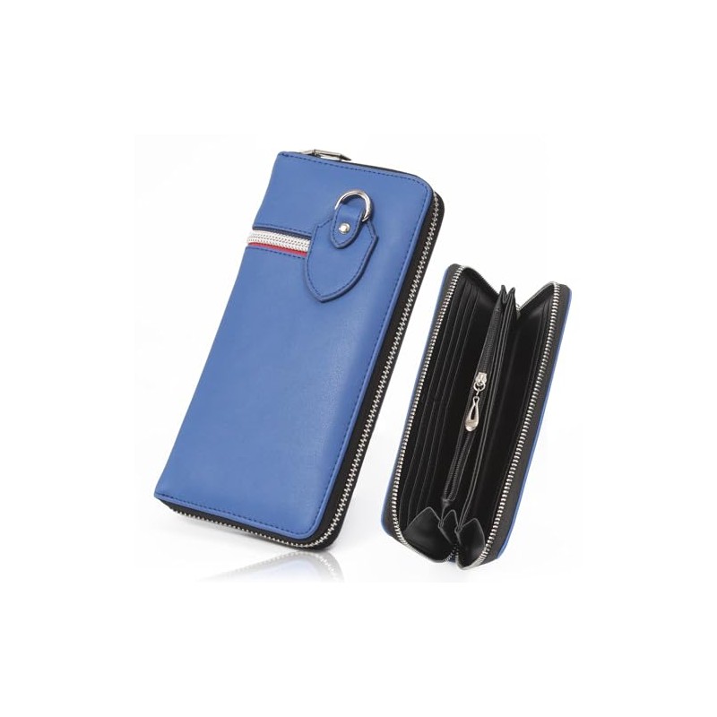 Daylight DL-1018 Men's Long Wallet, Round Zipper, Tricolor Zip, Popular
