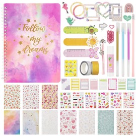 QPEY DIY Journal Kit for Girls Age 8-12 Years Old, Gifts for Girls for Teen Diary Craft Kits Stuff for Girls Scrapbook Diary Supplies Set