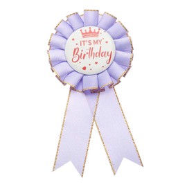 PATIKIL Birthday Ribbon Pin, 5.9 x 2.8" Award Ribbon Fabric IT'S MY Birthday Pin for Party Adults Women Party Decorations Celebration Accessory Gift, Light Purple