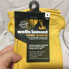 WELLS LAMONT PREMIUM COWHIDE LEATHER WORK GLOVES - MEN’S LARGE 1162L