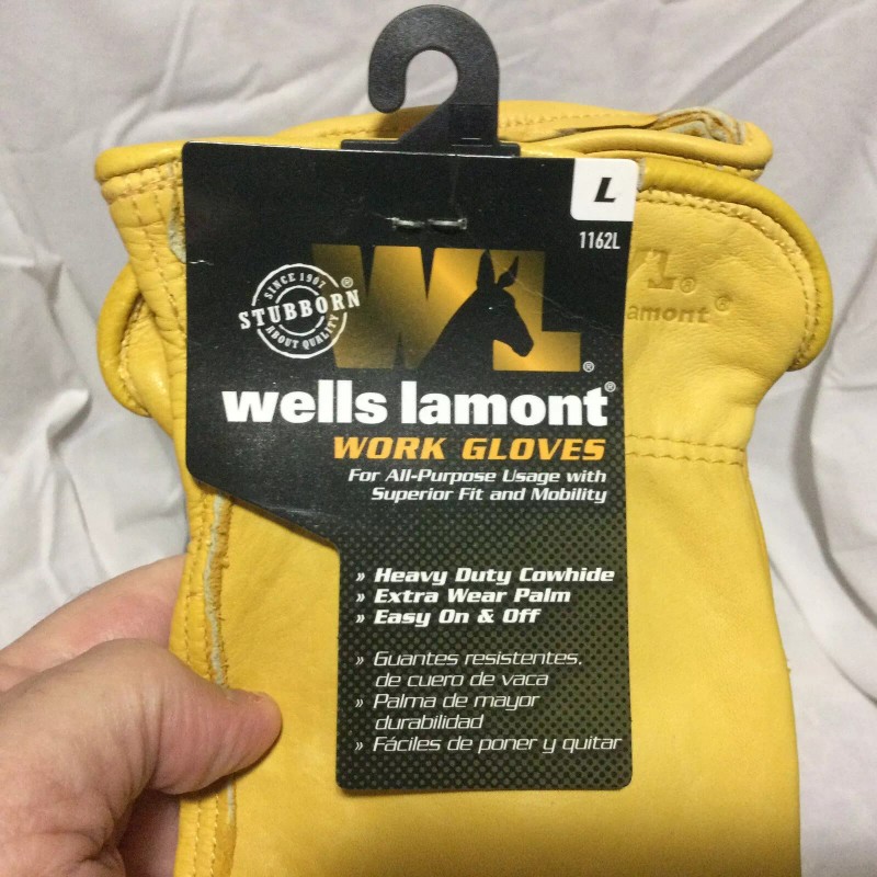 WELLS LAMONT PREMIUM COWHIDE LEATHER WORK GLOVES - MEN’S LARGE