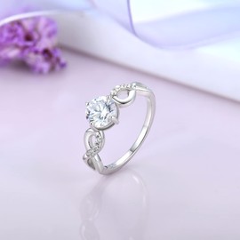 Starchenie Infinity Ring 925 Sterling Silver Cubic Zirconia Engagement Ring for Women