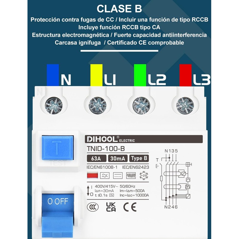 DIHOOL RCD Type B fi Circuit Breaker Residual Current Circuit