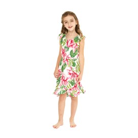 Matchable Family Hawaiian Wrap Dress, Lotus and Orchid, Girl, Size 6