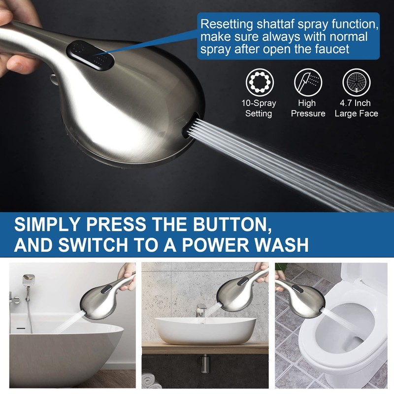 High Pressure Handheld/Rain 82-mode 3-way Shower Head Combo with 25.75"