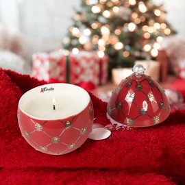 Artitude Home Christmas Candles | Scented Egg Candle with Cinnamon, Caramel, and Nutmeg | Elegant Christmas Decor & Gift | Warm Holiday Ambiance for Living Room and Gatherings | 14 Cm | Red