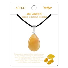 Cotigo - Women Natural Stone Pendant Necklace - Natural Stone Teardrop Necklace with Waxed Thread, Stone, Jade, jade stone