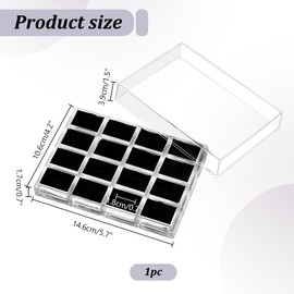 PH PandaHall Ring Display Box 16 Slots Ring Display Stands Rings Holder Tray with Lid Jewelry Organizer Stands Black for Selling Rings Earrings Show Proposal Engagement Wedding Jewelry