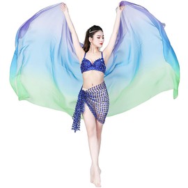 Nimiman - Bufanda de gasa para mujer, color gradual, longitud de 2.5 m de ancho, 1.14 m de Nimiman, Verde Azul Púrpura, Talla única