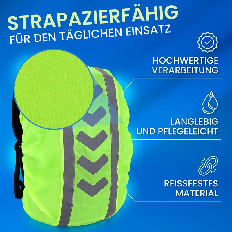 FLEXEO Rain Cover Backpack Cover with Reflectors (42-55L) in Yellow,