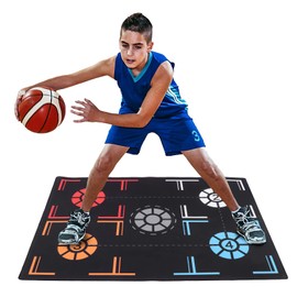 Basketball Training Mat, Rubber Black Basketball Footstep Mat for Kids for Home