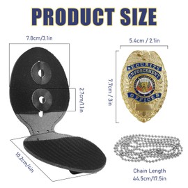 Gold Leather Badge Holder with Spring Clip & Neck Chain - Detachable ID Card Holder for Work and Events