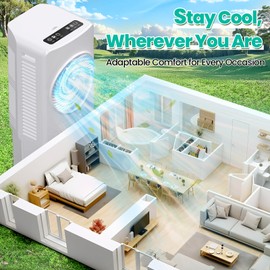 Portable Evaporative Air Cooler, 3-IN-1 Windowless & Ventless Portable Air Conditioners, 3 Speeds 3 Modes, Evaporative Fan Cooler with Remote, 4 Ice Packs, 12H Timer, 1.5 Gal Water Tank