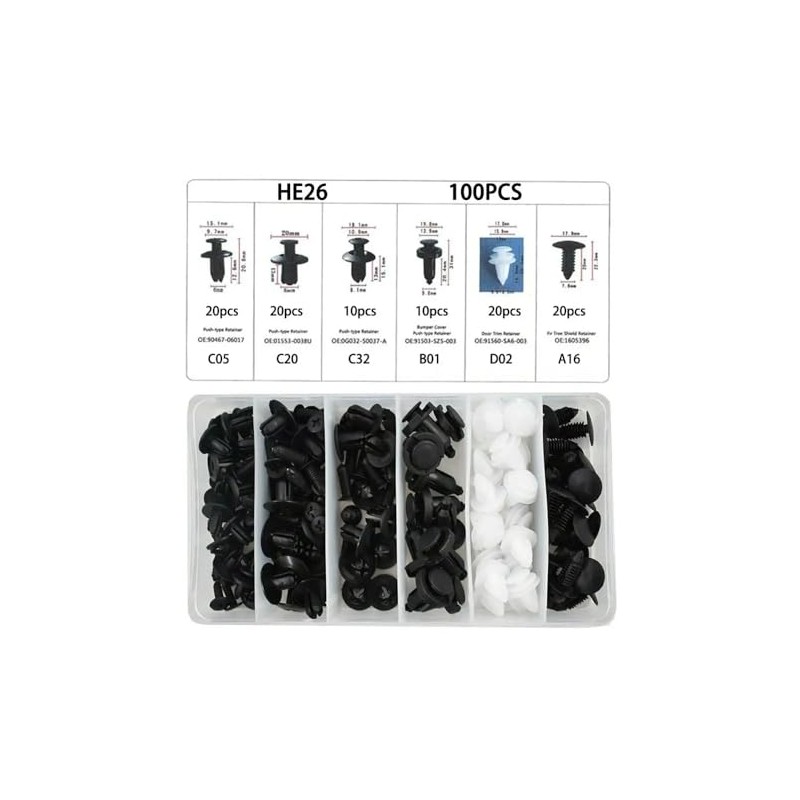 Grapa Kit Automotriz Remache Universal Surtido Estuche Clips 100 Pzs