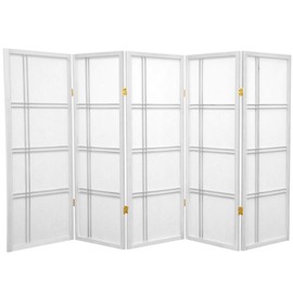 Oriental Furniture 4 ft. Tall Double Cross Shoji Screen - White - 5 Panels