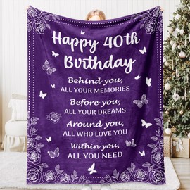 Gleevara 40th Birthday Gifts For Women, 50"x60" Soft Flannel Blanket - 40th Birthday Throw Blanket for Her, Wife, Sister, Friend