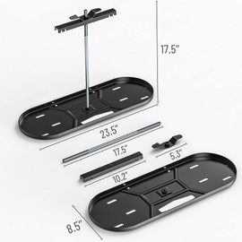 Skyflame Steel RV Dual Propane Tank Mounting Rack for 20 lbs Cylinders, Double Gas Hitch Frame for RVs, Camping and Trailers