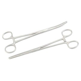 Ultimate 2 Pc 8" Locking Straight & Curved Hemostat Set ideal for Fishing, Taxidermy, EMT, Nurse and Hard to Reach Area by OdontoMed2011