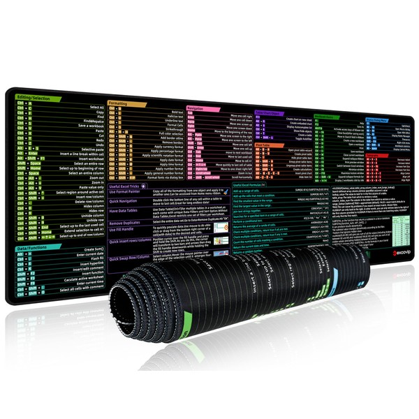 Excel Excel Mouse Mat with Excel Keyboard Shortcuts for Office,