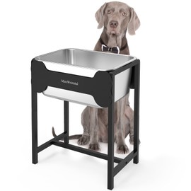 2.5 Gallon Elevated Dog Water Bowl for Large Breeds, 16.5" Tall Raised Stainless Steel Large Dog Water Bowl with Full Metal Stand for Relief Joint Pressure, Tip-Proof, Easy to Clean, Indoor & Outdoor