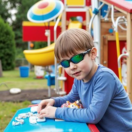 VATTER Kids Sunglasses for Boys and Girls 3-12 Years, UV Protection Polarized Goggles, Holiday Essentials with Durable Frame for Outdoor Activities UK 816 black green lense