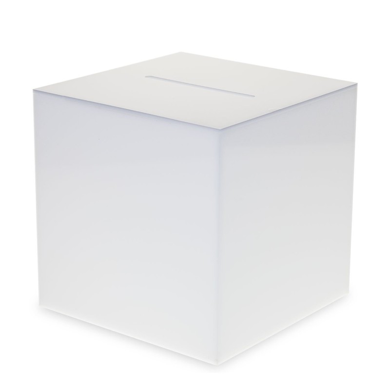 Source One Premium Acrylic Cube Donation Box with Deluxe Rear