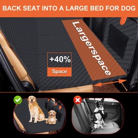 Zorpupoa Dog Car Seat Cover for Back Seat, Hard Bottom Dog Hammock for Car, Back Seat Extender for Dogs, Waterproof Seat Protector for Dogs, for Car, Truck and SUV