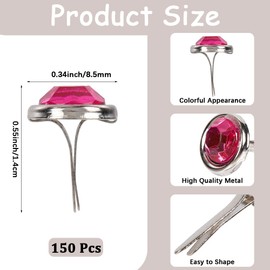 craspire Pack of 150 Crystal Metal Iron Gemstones 8 mm Mini Brad Split Pins Rhinestone Paper Clasps Mixed Colours for Paper Crafts Art Projects Decorative Scrapbooking DIY Photo