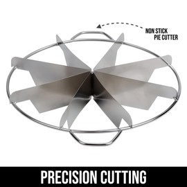 8-Slice Pie Cutter Press, Stainless Steel 18/8 Gauge, Commercial Grade, Circle Pie Cutter with Side Handles, Non Stick Pie Cutting Divider 10 inch Dimension