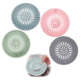 4PCS Hair Catcher Rubber Stopper Shower Drain Covers， for Bathroom, Bathtub, Handbasin, Strainer,Trap, Home, Drain Protectors, Easy to Install and Clean