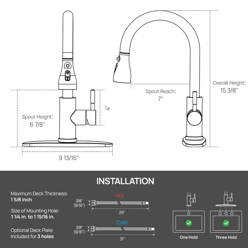 GAGALIFE Matte Black Kitchen Faucets with Pull Down Sprayer -