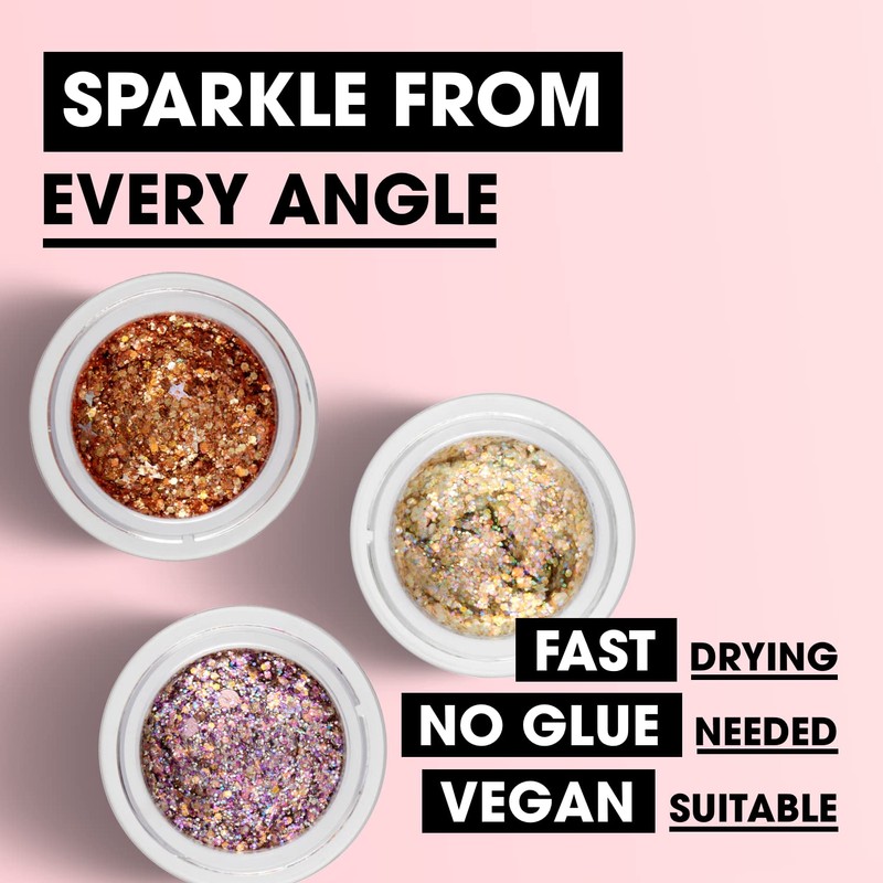 Collection Cosmetics Crystals Glitter Balm, Festival Glitter Makeup, Light-Weight Formula
