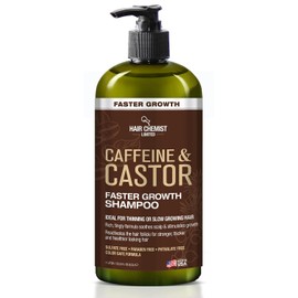 Hair Chemist Champú de crecimiento más rápido con cafeína y castor 33.8 oz. - Champú para el cabello para un crecimiento más rápido del cabello, champú sin sulfato
