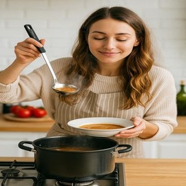 Kitchenera Stainless Steel Soup Ladle Spoon – Mirror Finish, Rust-Proof, Ergonomic Non-Slip Handle – Heavy-Duty Serving Utensil – Dishwasher Safe