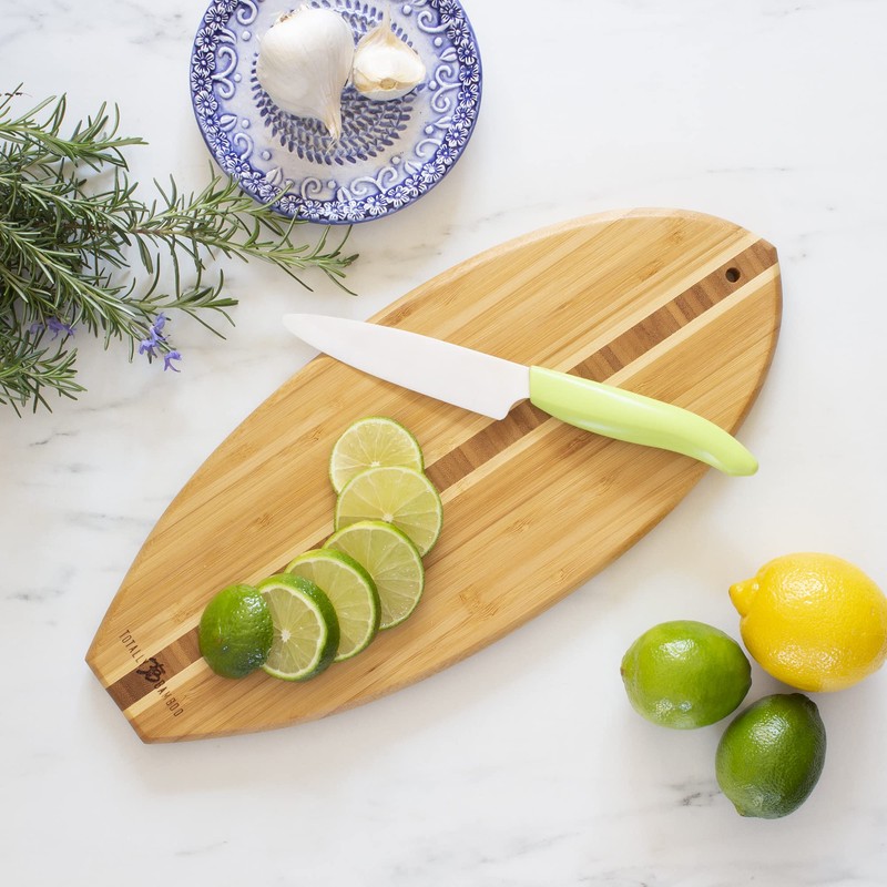 Totally Bamboo Lil' Surfer Surfboard Shaped Bamboo Serving and Cutting