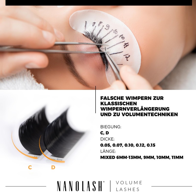 Nanolash Eyelash Extensions for Volume Technique, Eyelashes for Professional Extension