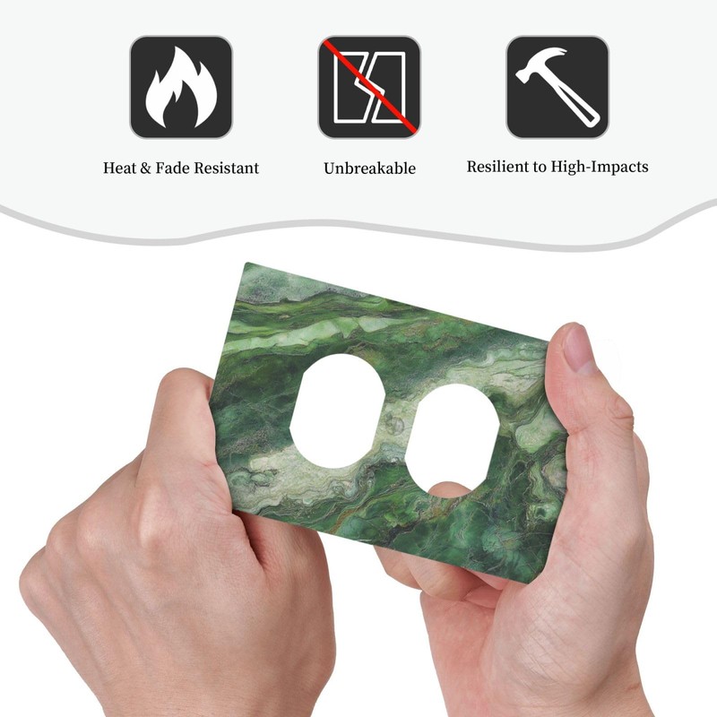 JDAKHD Decorative Outlet Covers Green Marble-Like Texture with Abstract Wavy