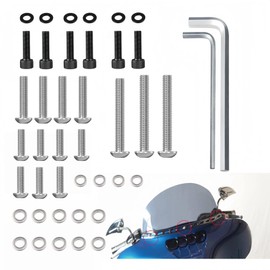 YAORISE 42Pcs Motorcycle Fairing Bolt Kit, Stainless Steel Batwing Windshield Trim Screw Bolt Kit for Harley Touring Street Glide Electra Glide Road Glide Ultra Limited and Tri Glide Models 1996-2025