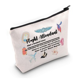 PWHAOO Flight Attendant Thank You Gift Flight Attendant Definition Makeup Bag Stewardess Cosmetic Bag Flight Crew Gift Flight Attendant Graduation Gift (Flight Attendant Definition M)