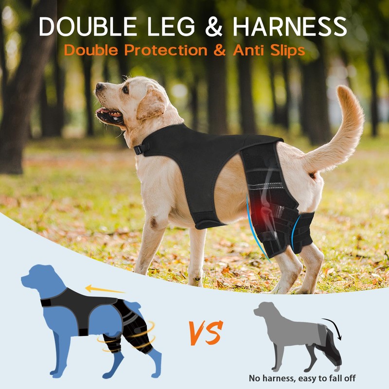 Dog Knee Brace for Back Leg, Adjustable Hip Support for