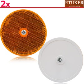 ETUKER 2x Round Reflector Orange Ø80mm Safety Reflectors for Gate Posts Car Reflective Reflector or Driveway Fence
