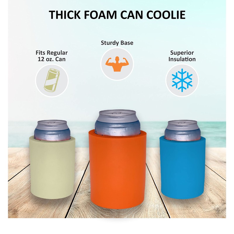 Blank Thick Foam Old School Can Cooler (2 Pack, Neon